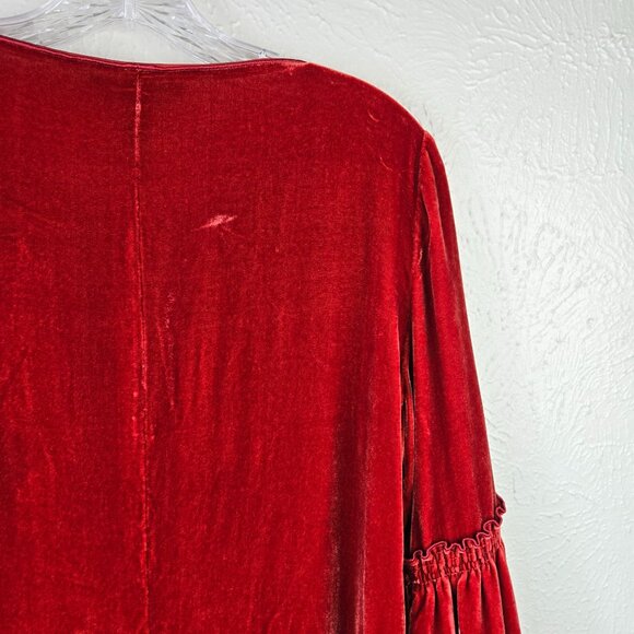 Lafayette 148 Velvet Top S Silk Burnt Orange Bell Sleeve Loose Fit Dressy Flowy - Picture 11 of 14